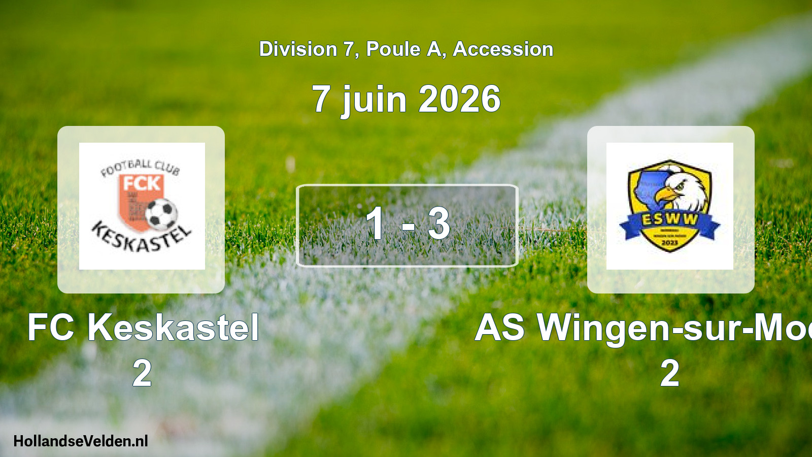 Gespeelde wedstrijd: FC Keskastel 2 - AS Wingen-sur-Moder 2 1 - 3 (7 juni 2026)