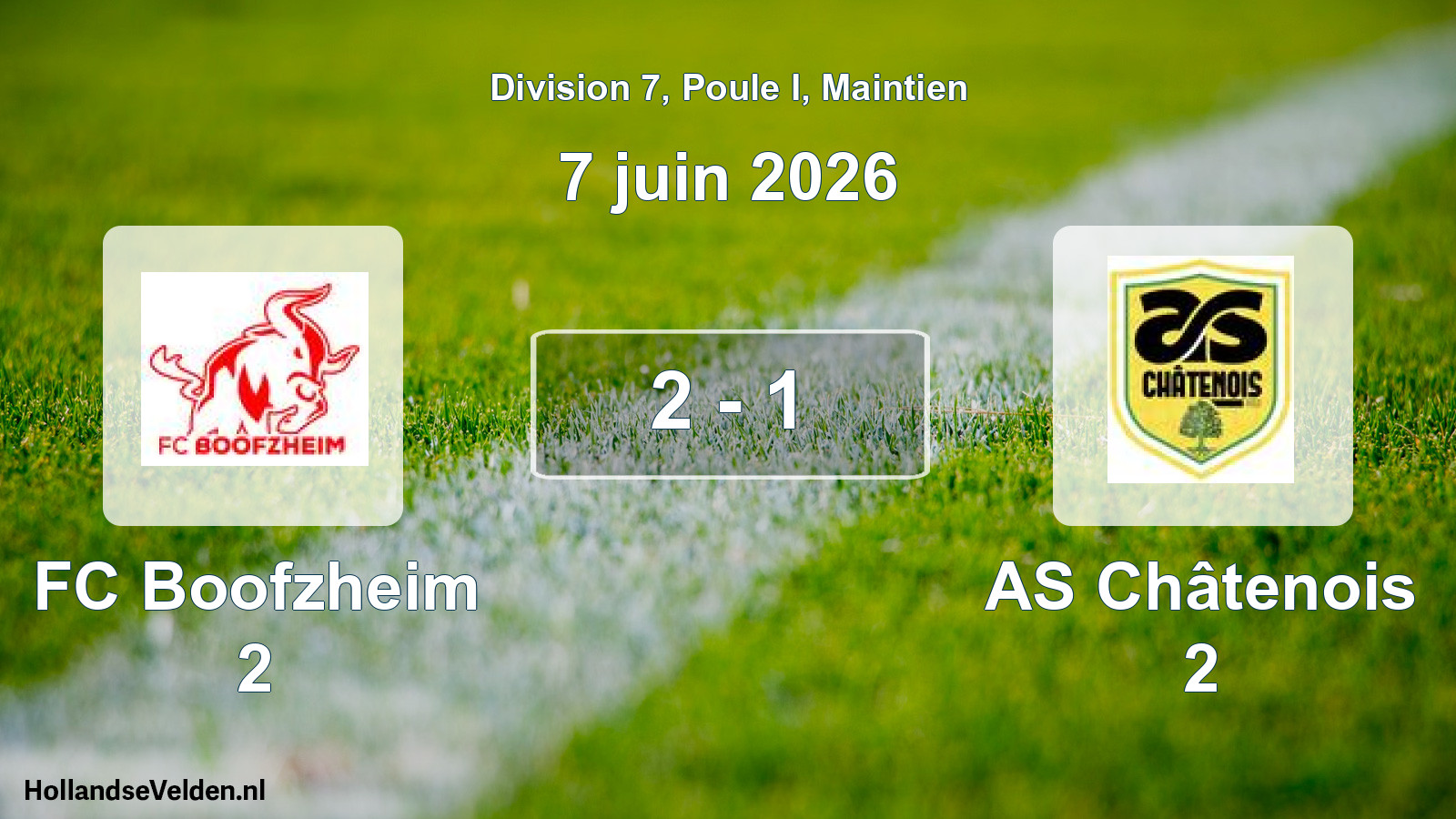 Gespeelde wedstrijd: FC Boofzheim 2 - AS Châtenois 2 2 - 1 (7 juni 2026)