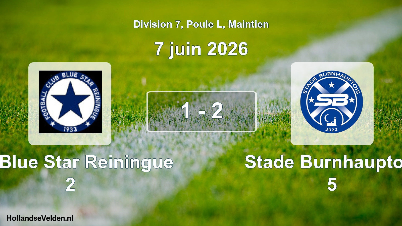Gespeelde wedstrijd: FC Blue Star Reiningue 2 - Stade Burnhauptois 5 1 - 2 (7 juni 2026)