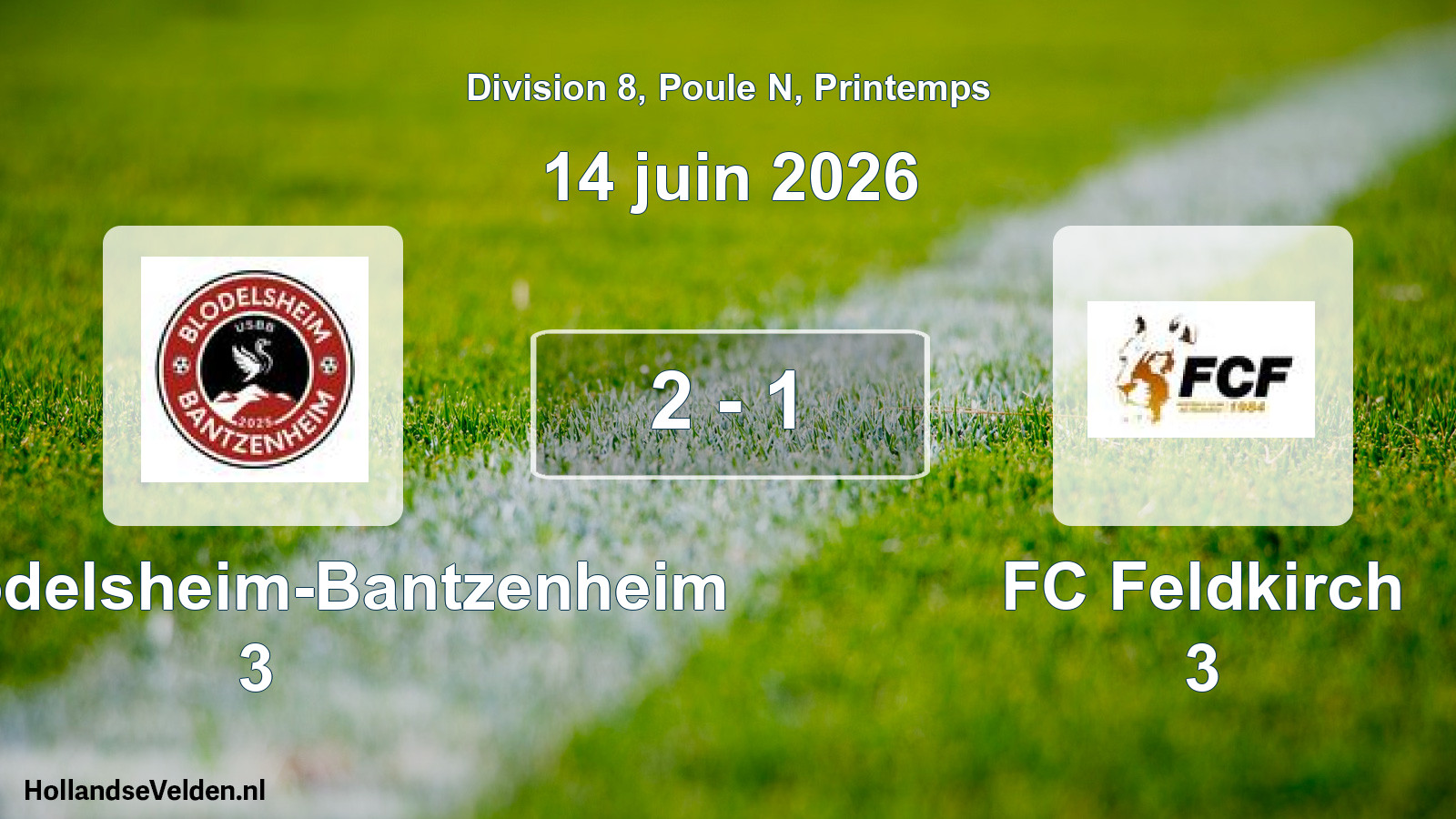 Gespeelde wedstrijd: US Blodelsheim-Bantzenheim 3 - FC Feldkirch 3 2 - 1 (14 juni 2026)