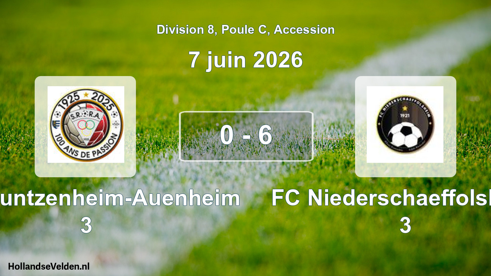 Gespeelde wedstrijd: SR Rountzenheim-Auenheim 3 - FC Niederschaeffolsheim 3 0 - 6 (7 juni 2026)