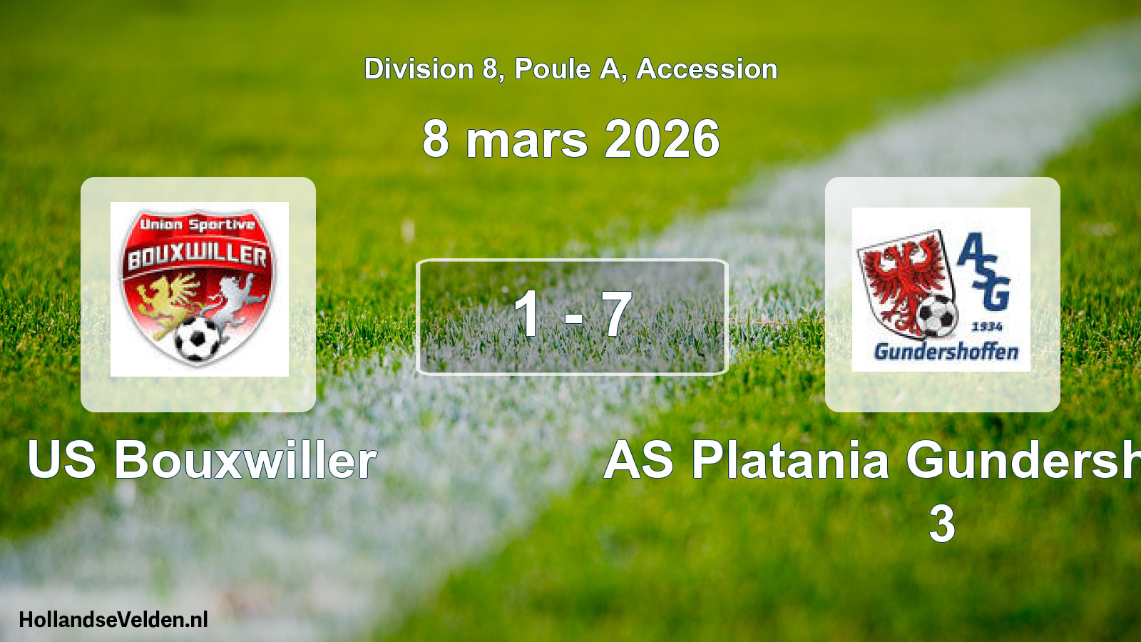Gespeelde wedstrijd: US Bouxwiller - AS Platania Gundershoffen 3 1 - 7 (8 maart 2026)