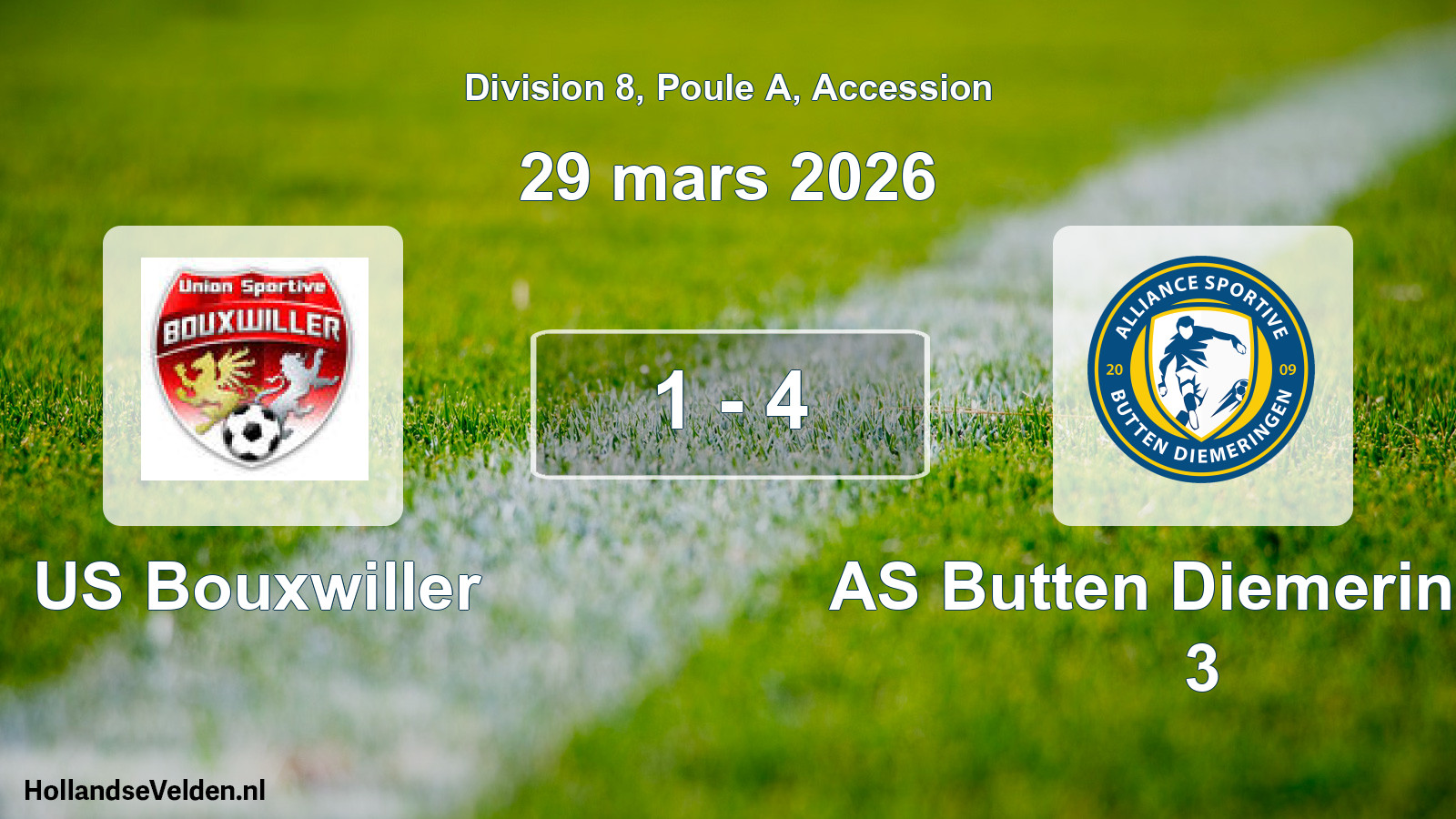 Gespeelde wedstrijd: US Bouxwiller - AS Butten Diemeringen 3 1 - 4 (29 maart 2026)