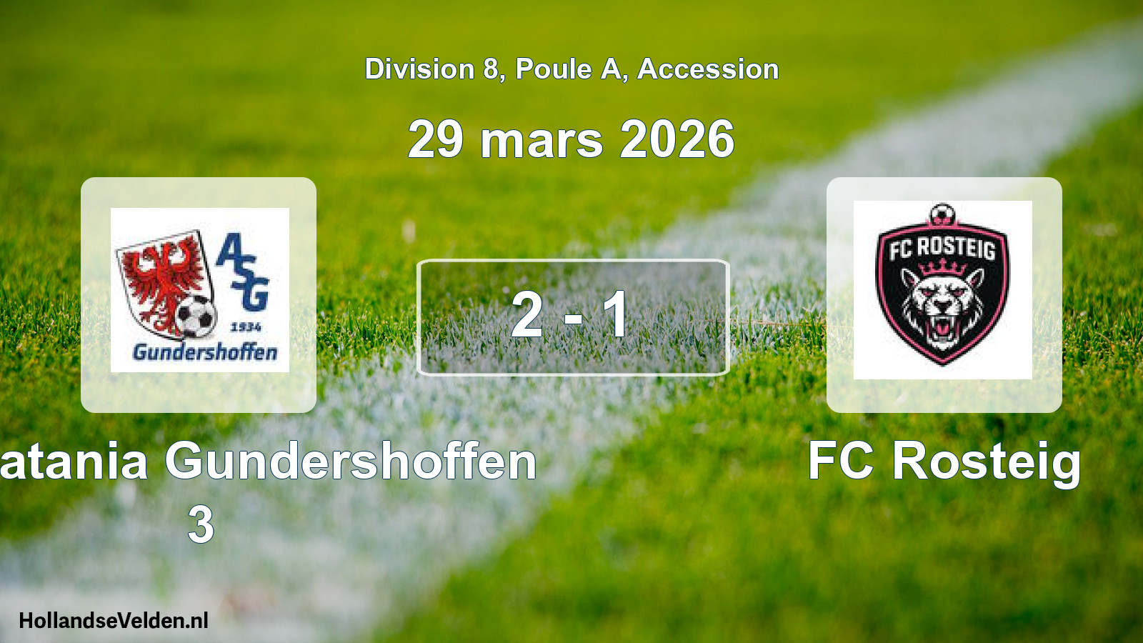 Gespeelde wedstrijd: AS Platania Gundershoffen 3 - FC Rosteig 2 - 1 (29 maart 2026)