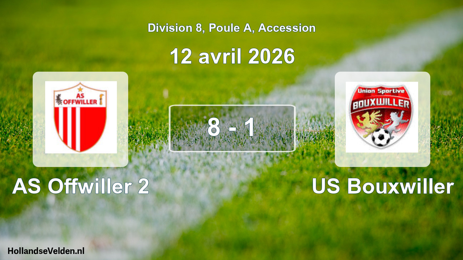 Gespeelde wedstrijd: AS Offwiller 2 - US Bouxwiller 8 - 1 (12 april 2026)