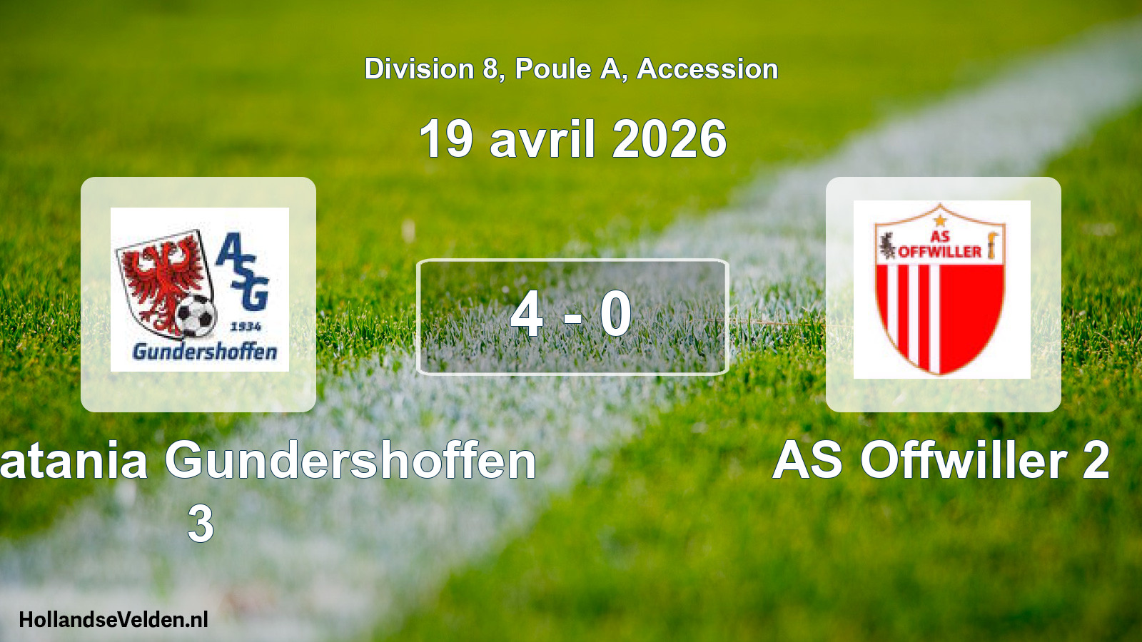Gespeelde wedstrijd: AS Platania Gundershoffen 3 - AS Offwiller 2 4 - 0 (19 april 2026)