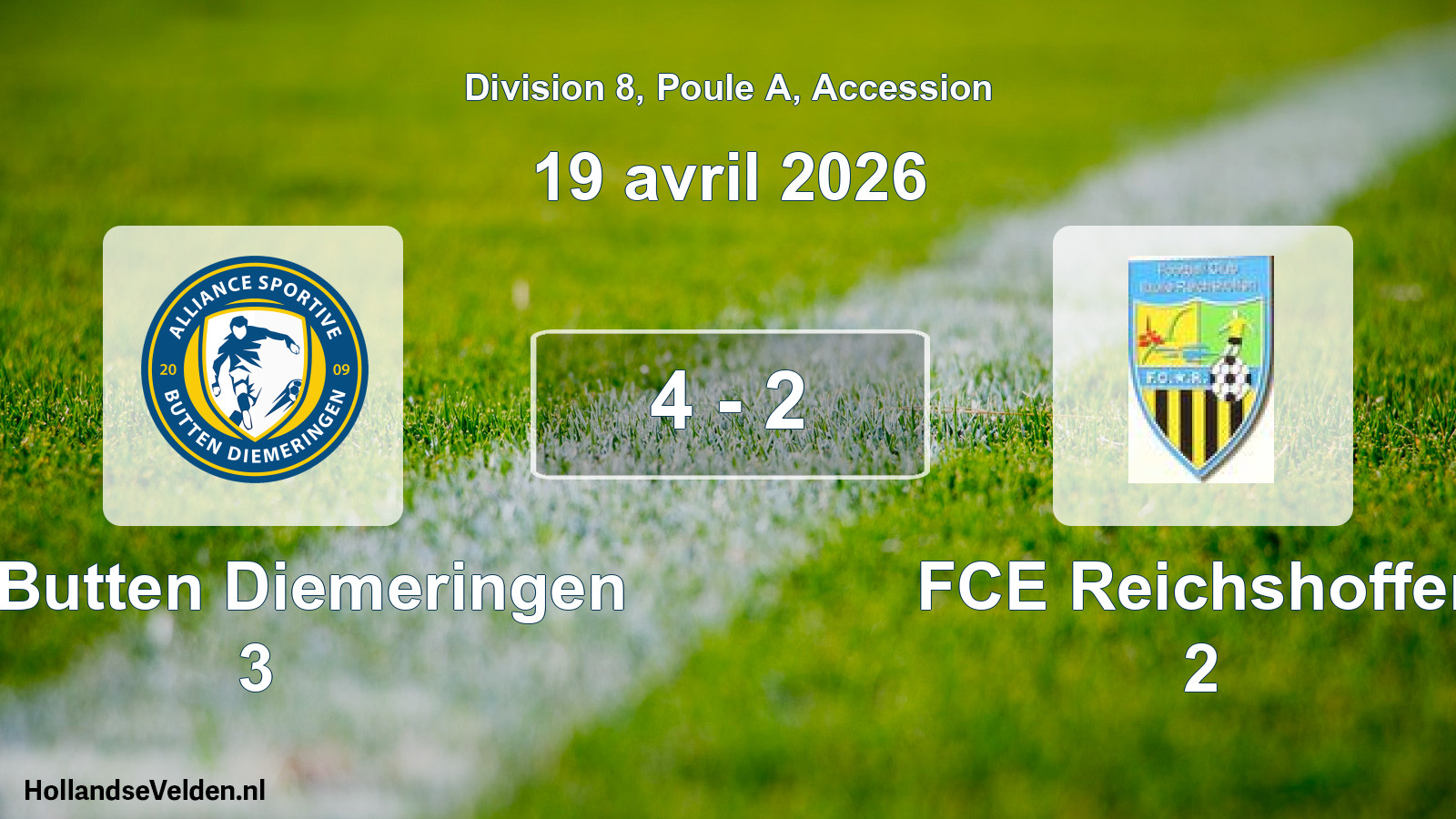Gespeelde wedstrijd: AS Butten Diemeringen 3 - FCE Reichshoffen 2 4 - 2 (19 april 2026)