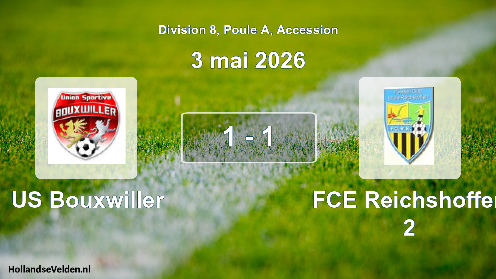 Gespeelde wedstrijd: US Bouxwiller - FCE Reichshoffen 2 1 - 1 (3 mei 2026)