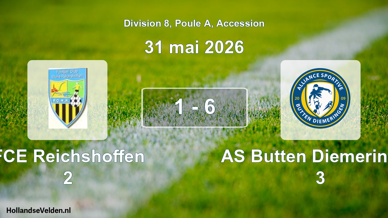 Gespeelde wedstrijd: FCE Reichshoffen 2 - AS Butten Diemeringen 3 1 - 6 (31 mei 2026)