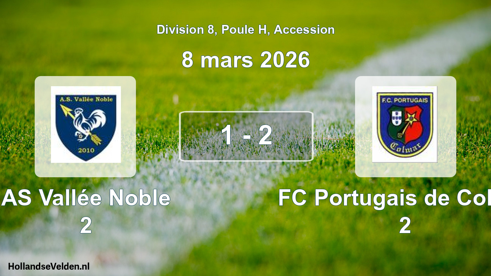 Gespeelde wedstrijd: AS Vallée Noble 2 - FC Portugais de Colmar 2 1 - 2 (8 maart 2026)