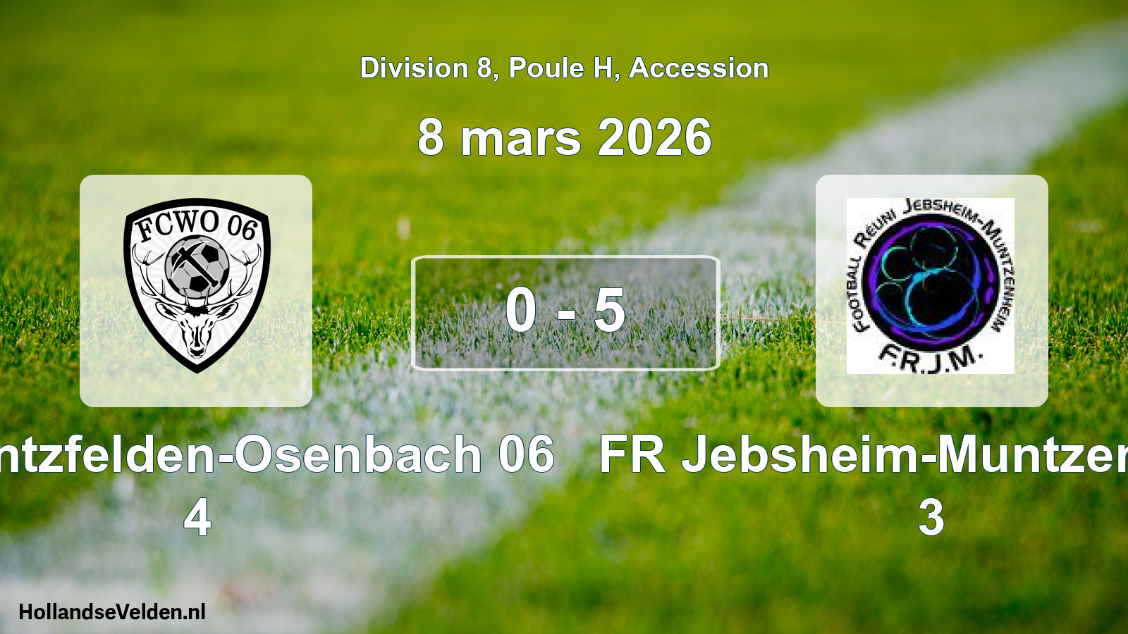 Gespeelde wedstrijd: FC Wintzfelden-Osenbach 06 4 - FR Jebsheim-Muntzenheim 3 0 - 5 (8 maart 2026)
