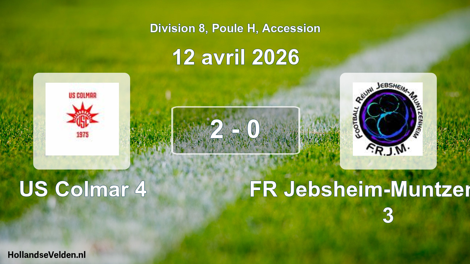 Gespeelde wedstrijd: US Colmar 4 - FR Jebsheim-Muntzenheim 3 2 - 0 (12 april 2026)