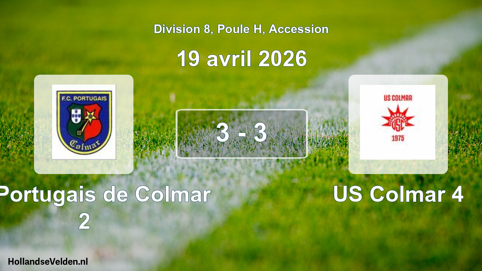 Gespeelde wedstrijd: FC Portugais de Colmar 2 - US Colmar 4 3 - 3 (19 april 2026)