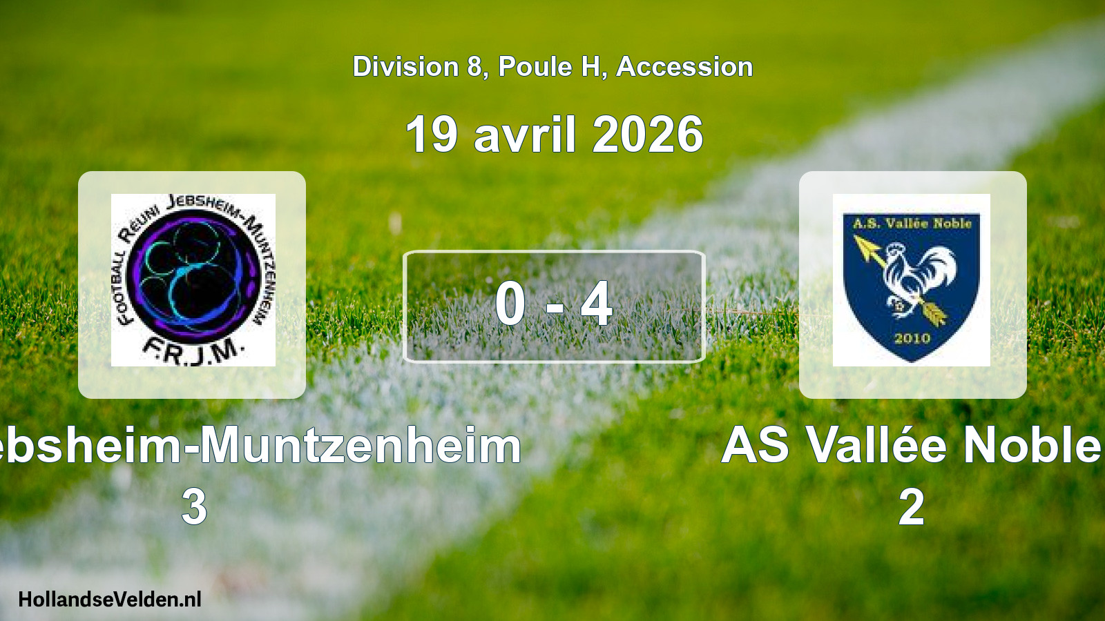 Gespeelde wedstrijd: FR Jebsheim-Muntzenheim 3 - AS Vallée Noble 2 0 - 4 (19 april 2026)