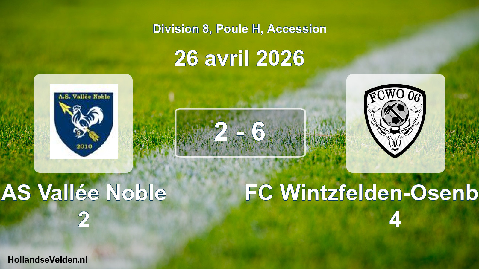 Gespeelde wedstrijd: AS Vallée Noble 2 - FC Wintzfelden-Osenbach 06 4 2 - 6 (26 april 2026)