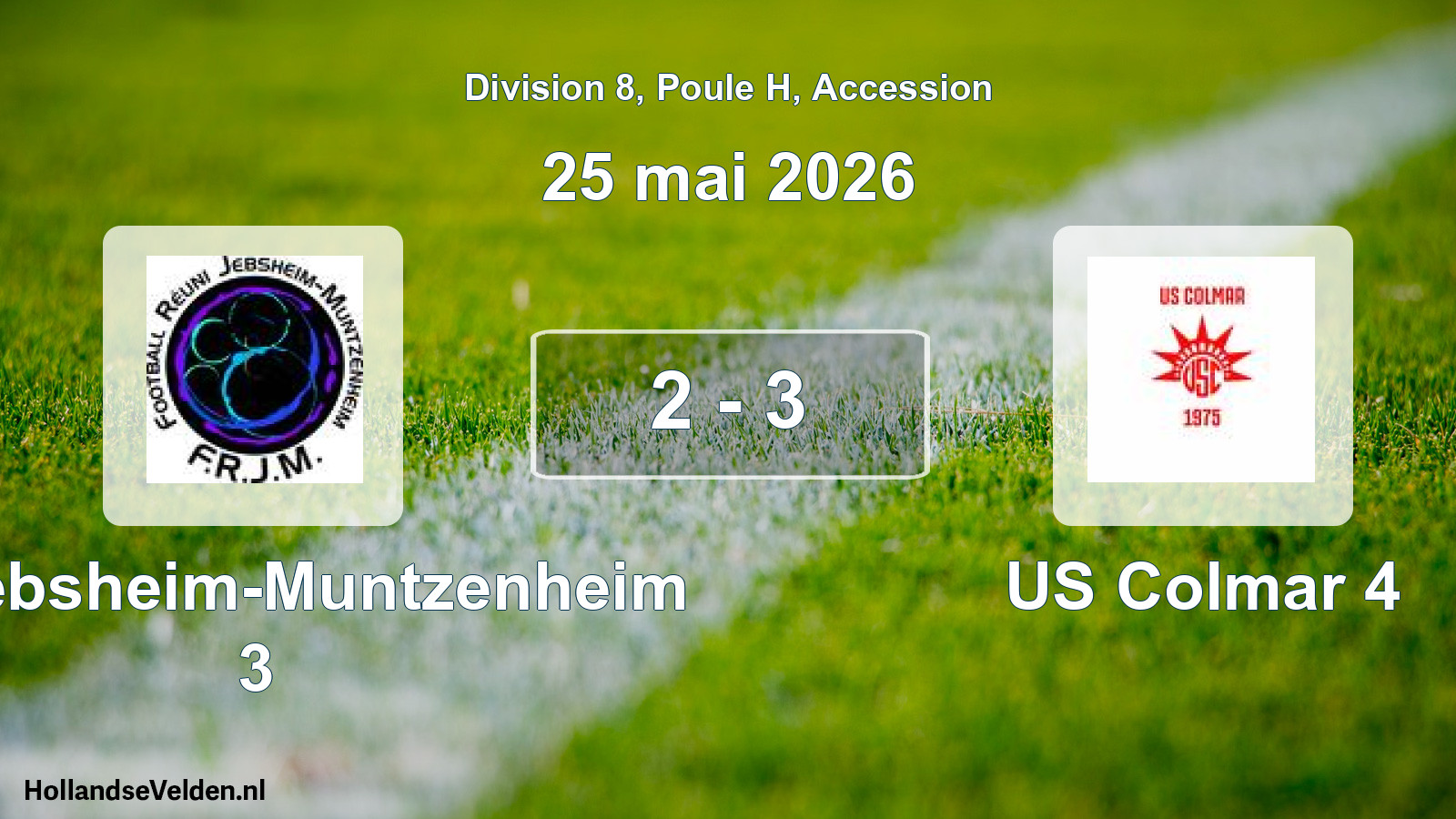 Gespeelde wedstrijd: FR Jebsheim-Muntzenheim 3 - US Colmar 4 2 - 3 (25 mei 2026)