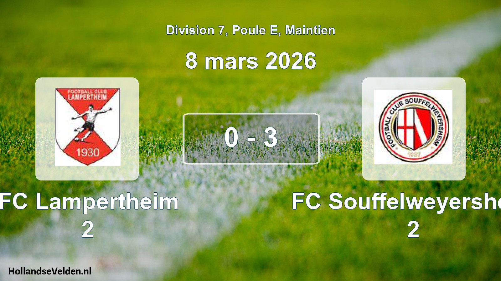 Gespeelde wedstrijd: FC Lampertheim 2 - FC Souffelweyersheim 2 0 - 3 (8 maart 2026)
