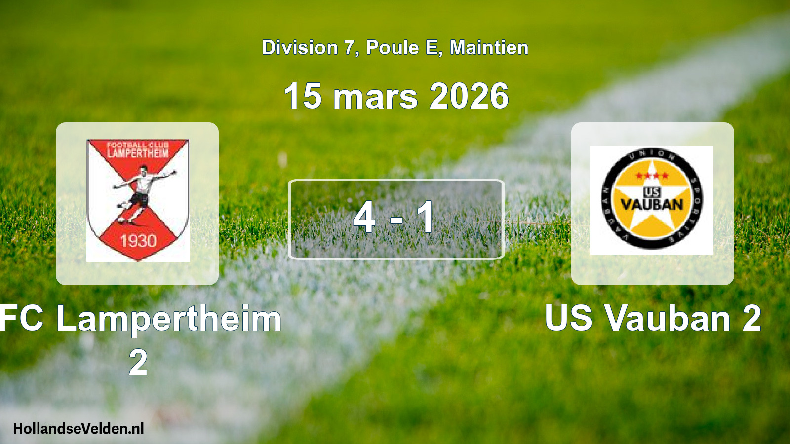 Gespeelde wedstrijd: FC Lampertheim 2 - US Vauban 2 4 - 1 (15 maart 2026)