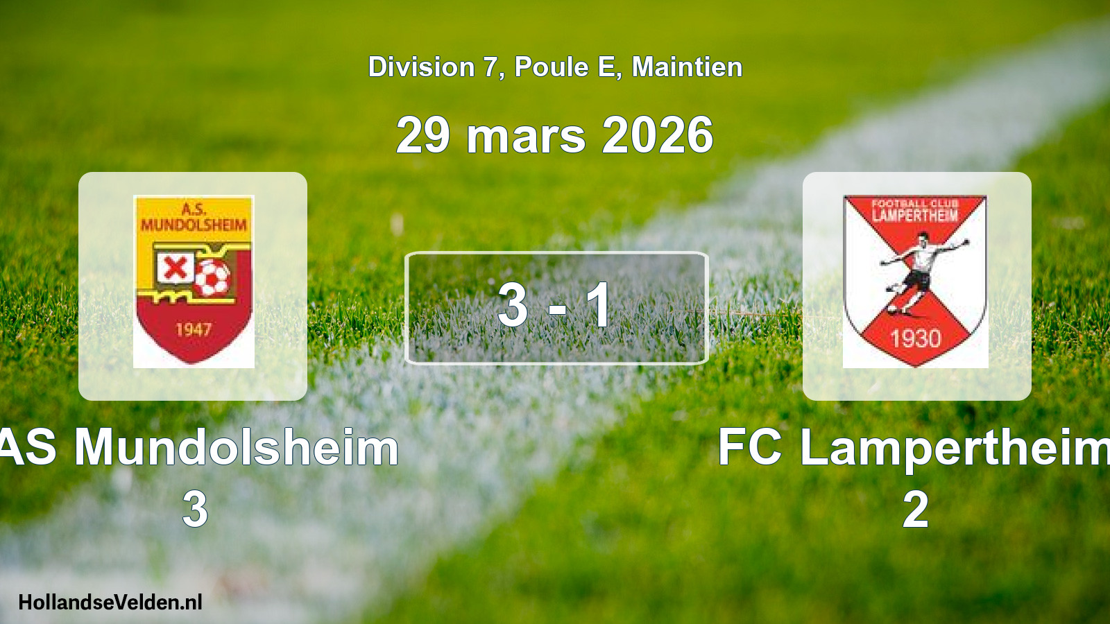 Gespeelde wedstrijd: AS Mundolsheim 3 - FC Lampertheim 2 3 - 1 (29 maart 2026)