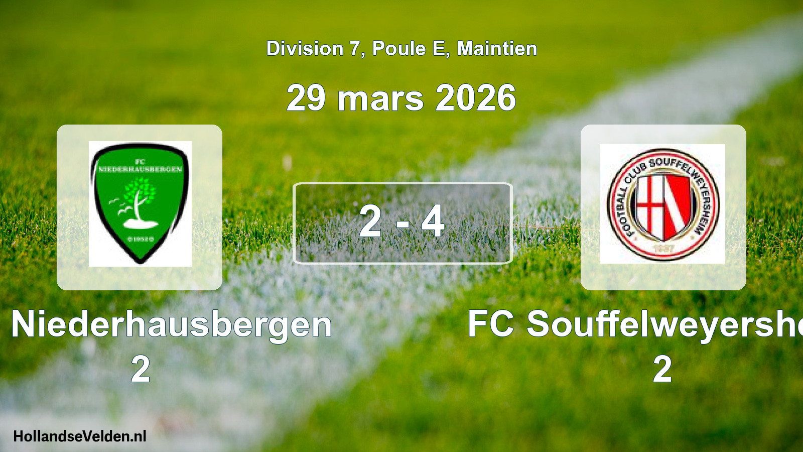 Gespeelde wedstrijd: FC Niederhausbergen 2 - FC Souffelweyersheim 2 2 - 4 (29 maart 2026)