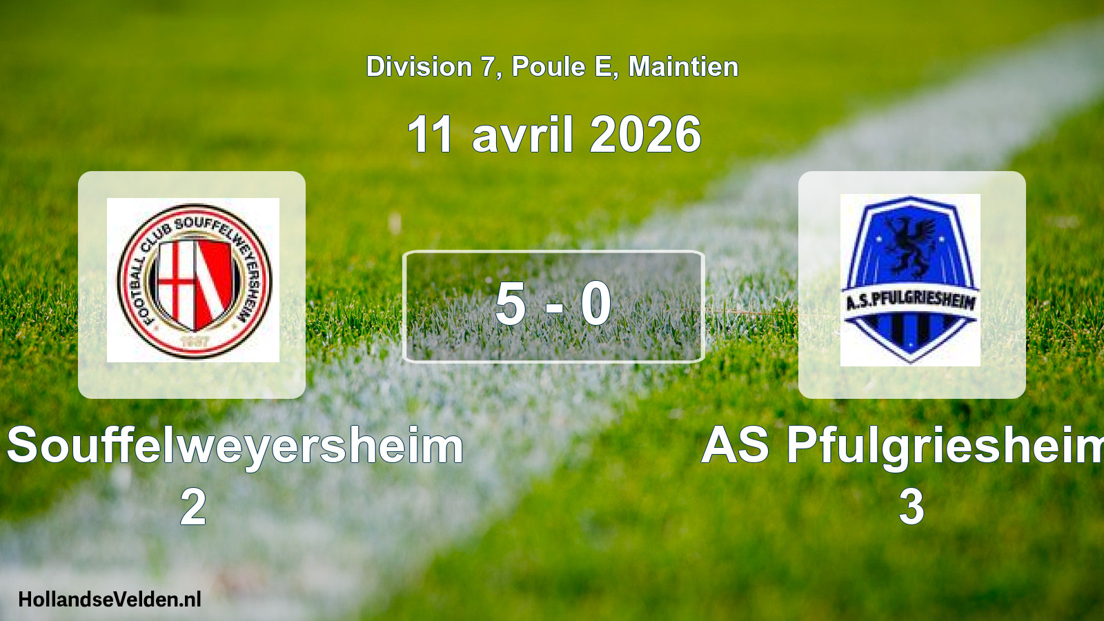 Gespeelde wedstrijd: FC Souffelweyersheim 2 - AS Pfulgriesheim 3 5 - 0 (11 april 2026)