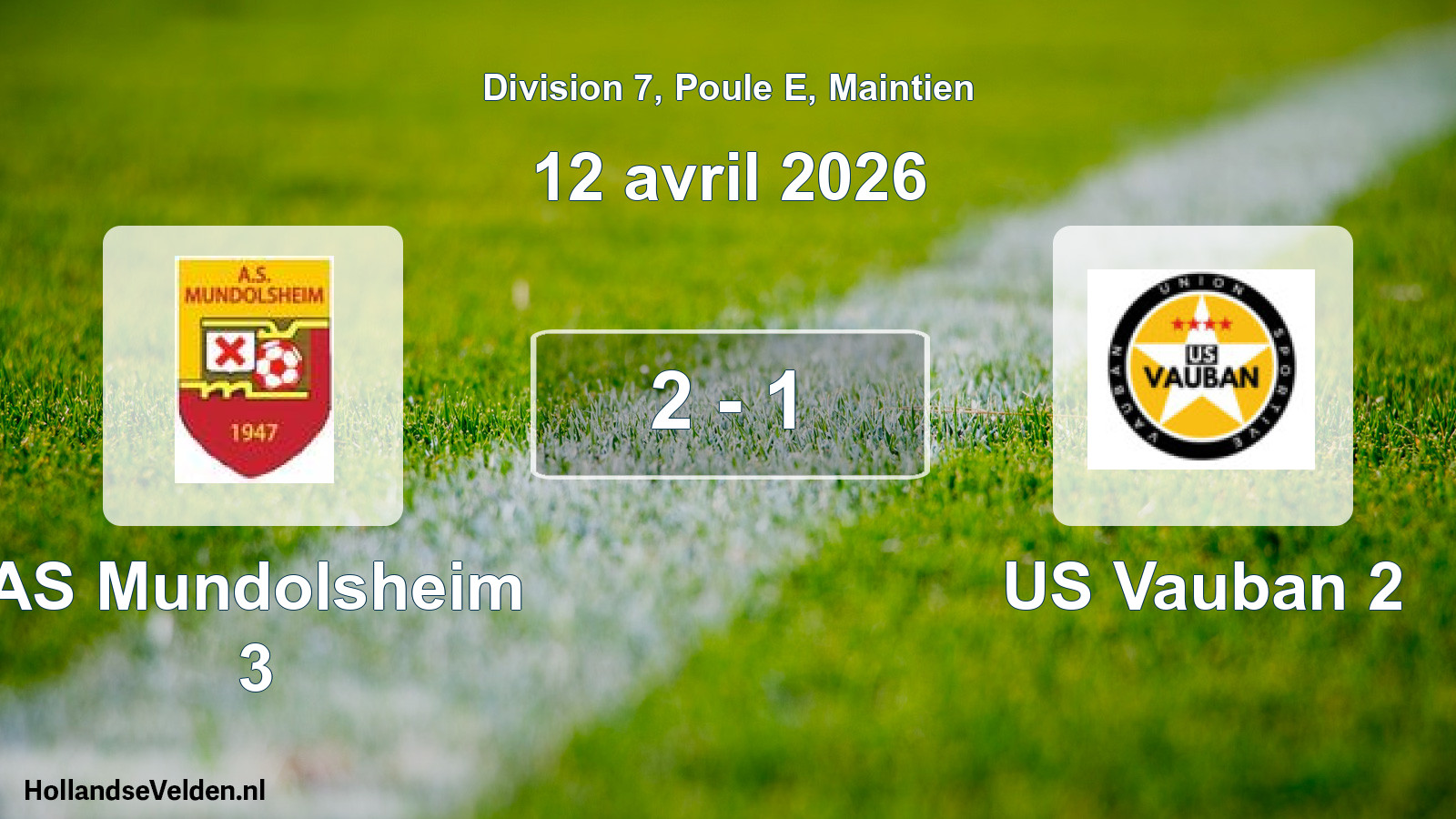 Gespeelde wedstrijd: AS Mundolsheim 3 - US Vauban 2 2 - 1 (12 april 2026)