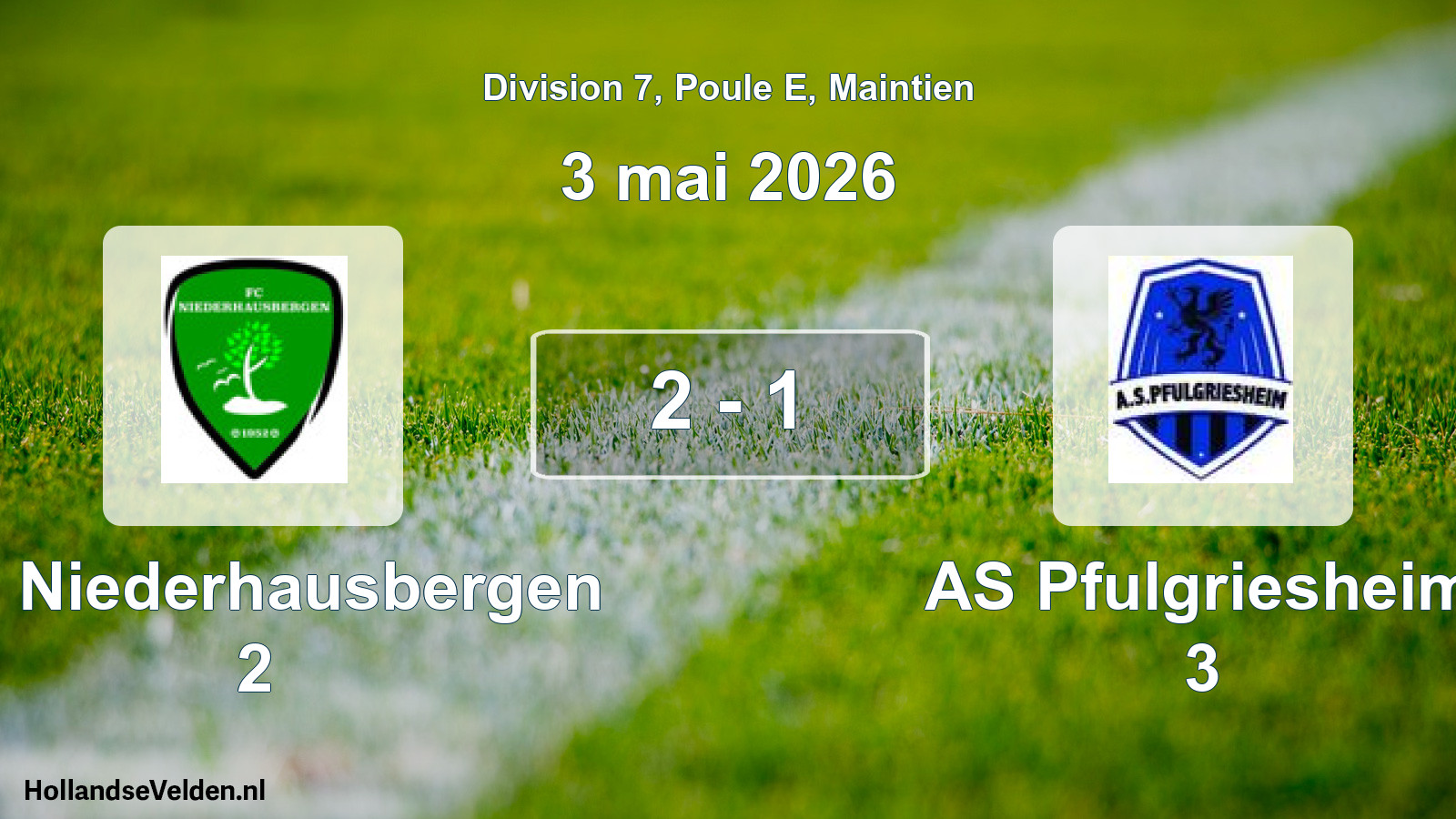 Gespeelde wedstrijd: FC Niederhausbergen 2 - AS Pfulgriesheim 3 2 - 1 (3 mei 2026)