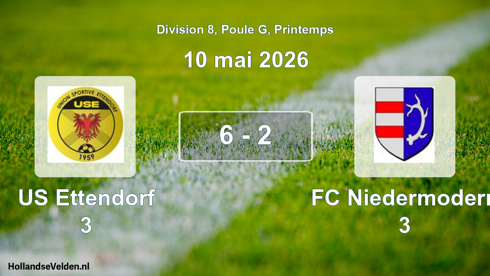 Gespeelde wedstrijd: US Ettendorf 3 - FC Niedermodern 3 6 - 2 (10 mei 2026)