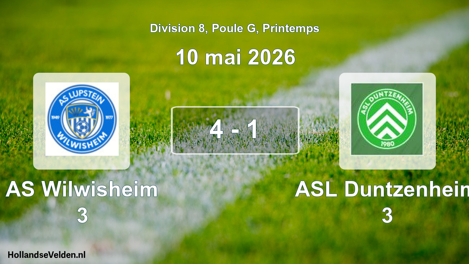 Gespeelde wedstrijd: AS Wilwisheim 3 - ASL Duntzenheim 3 4 - 1 (10 mei 2026)
