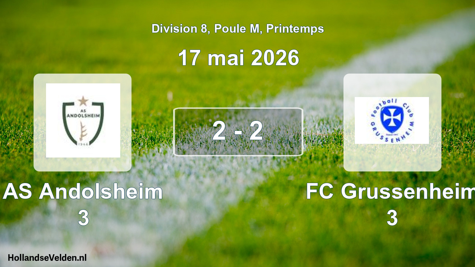 Gespeelde wedstrijd: AS Andolsheim 3 - FC Grussenheim 3 2 - 2 (17 mei 2026)