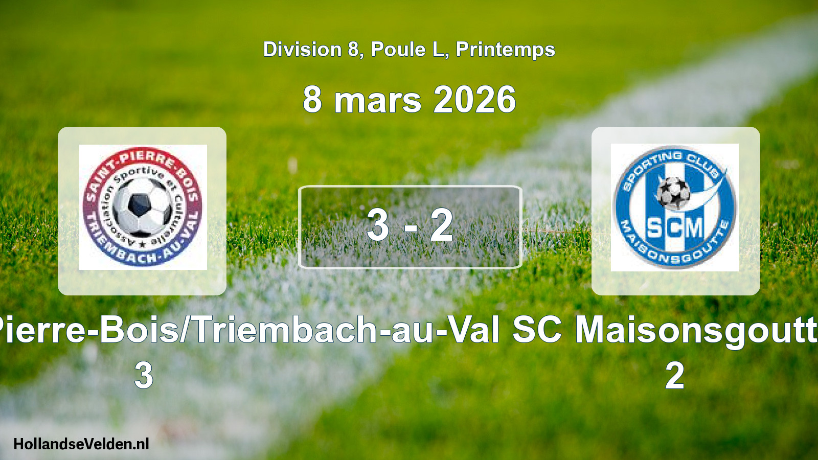 Gespeelde wedstrijd: ASC Saint-Pierre-Bois/Triembach-au-Val 3 - SC Maisonsgoutte 2 3 - 2 (8 maart 2026)