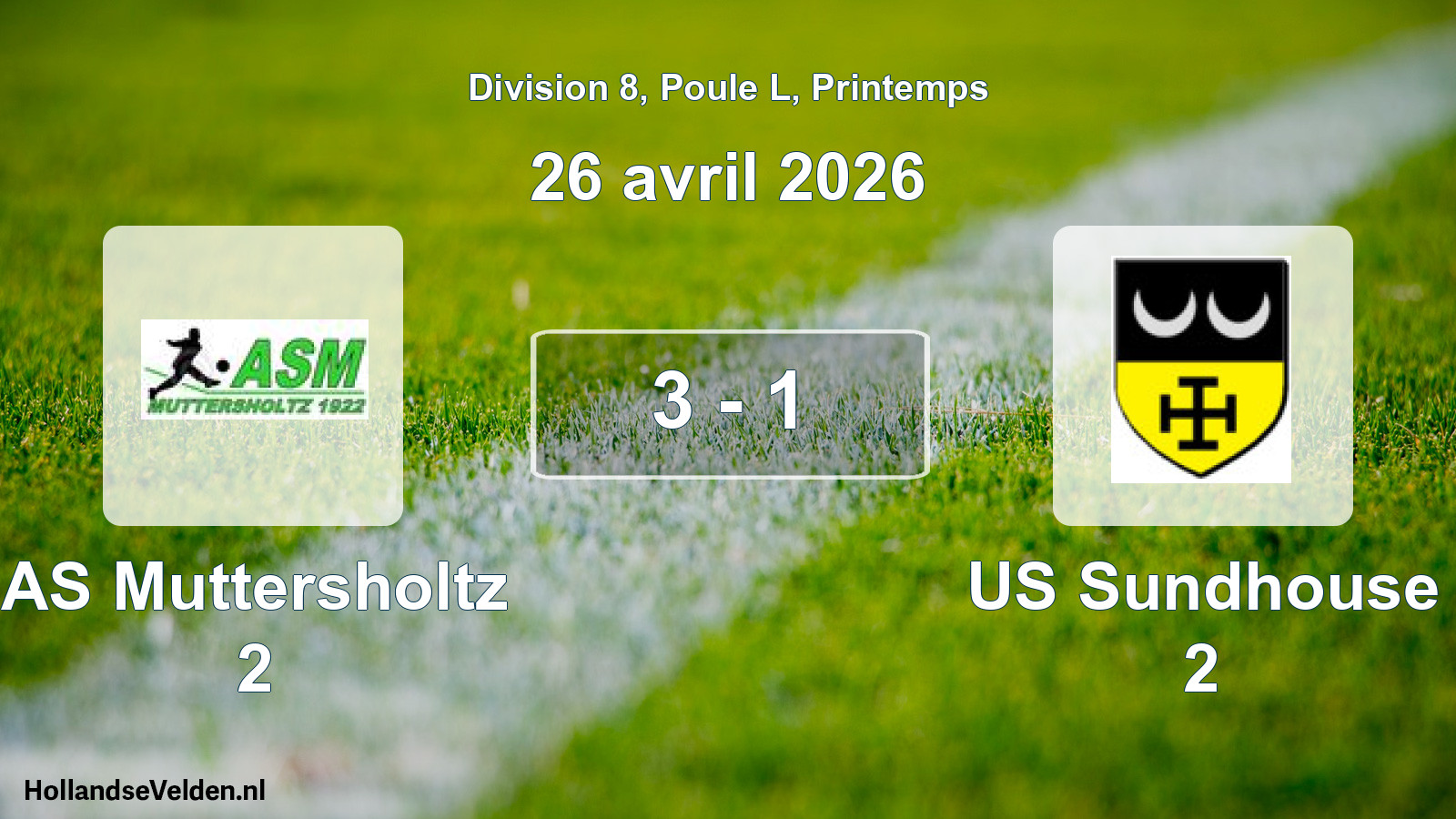 Gespeelde wedstrijd: AS Muttersholtz 2 - US Sundhouse 2 3 - 1 (26 april 2026)