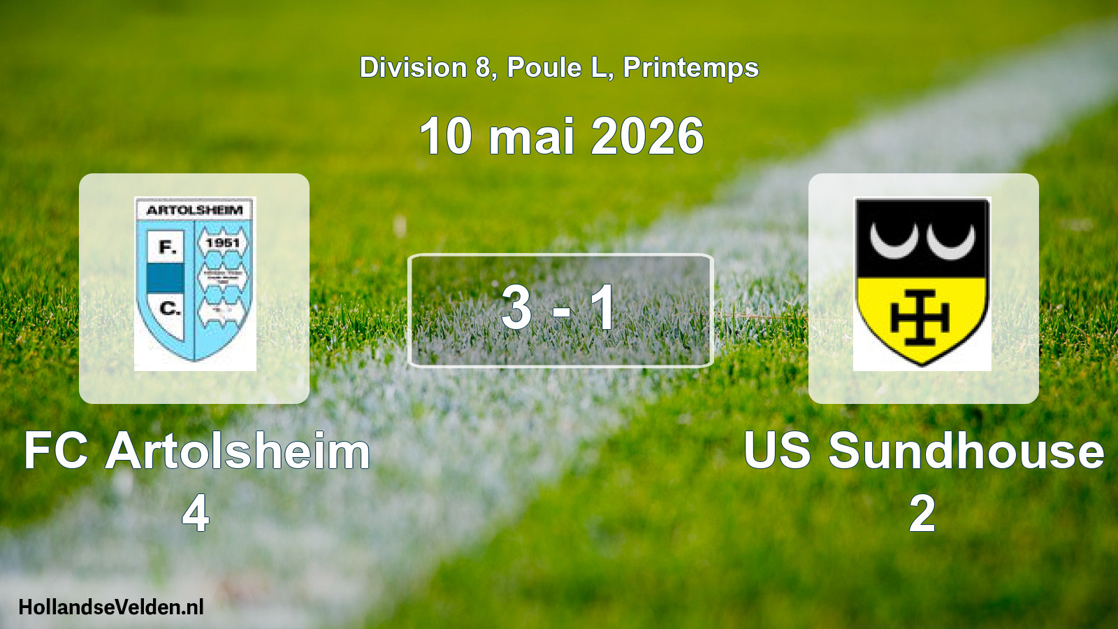 Gespeelde wedstrijd: FC Artolsheim 4 - US Sundhouse 2 3 - 1 (10 mei 2026)