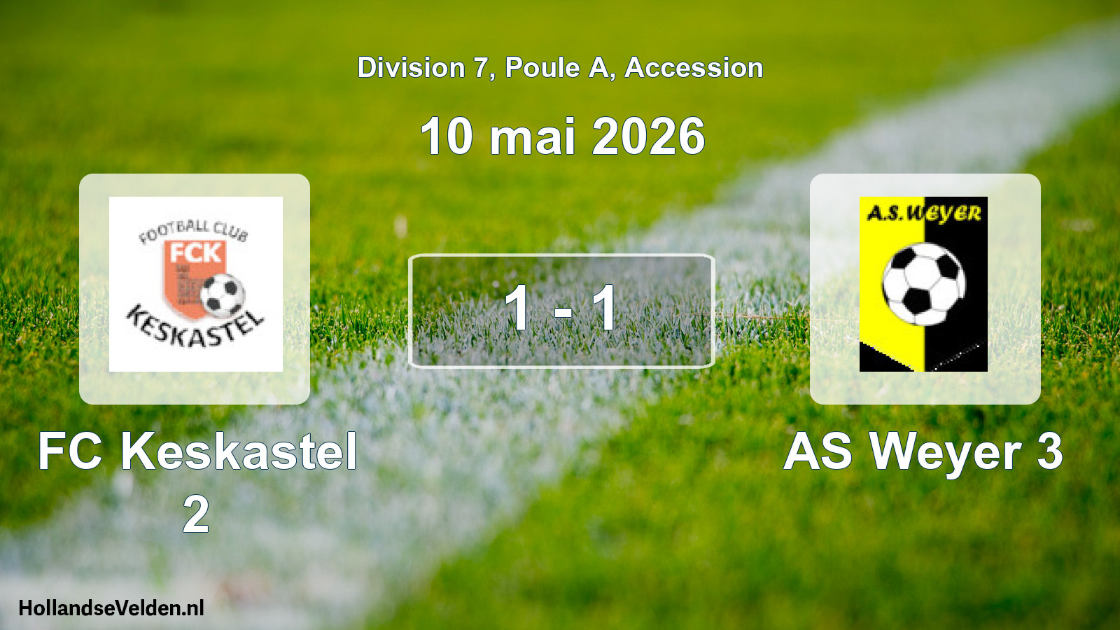 Gespeelde wedstrijd: FC Keskastel 2 - AS Weyer 3 1 - 1 (10 mei 2026)