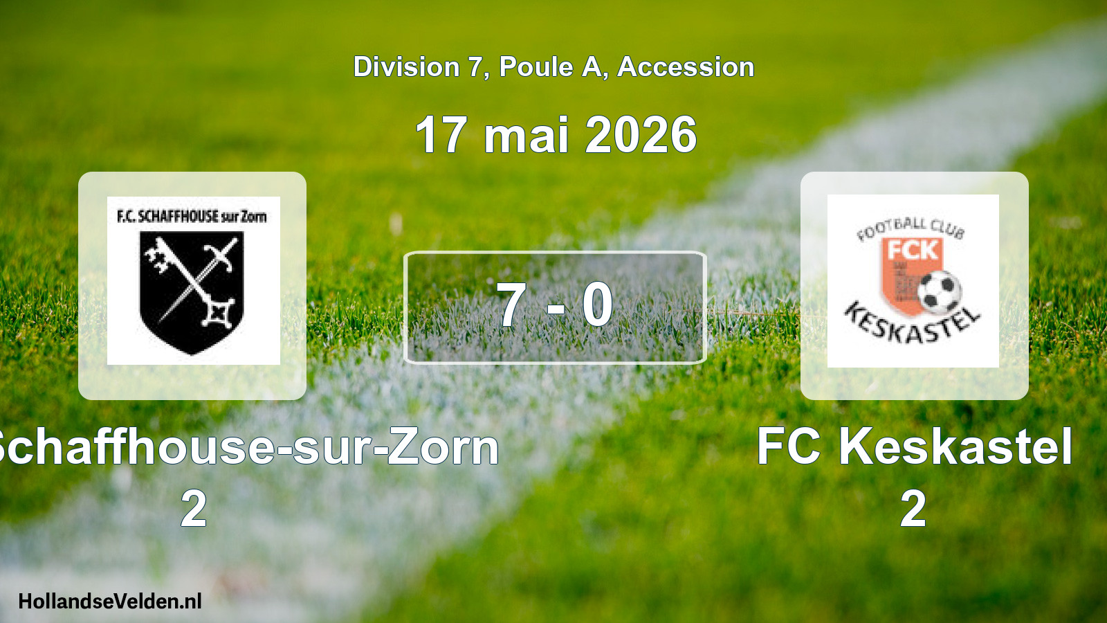Gespeelde wedstrijd: FC Schaffhouse-sur-Zorn 2 - FC Keskastel 2 7 - 0 (17 mei 2026)