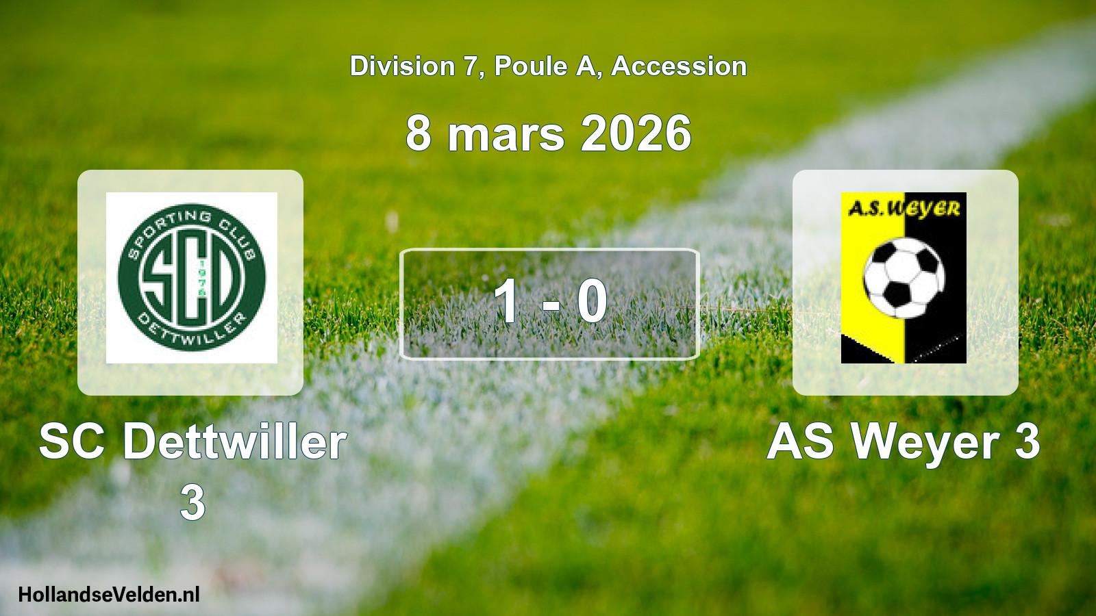 Gespeelde wedstrijd: SC Dettwiller 3 - AS Weyer 3 1 - 0 (8 maart 2026)