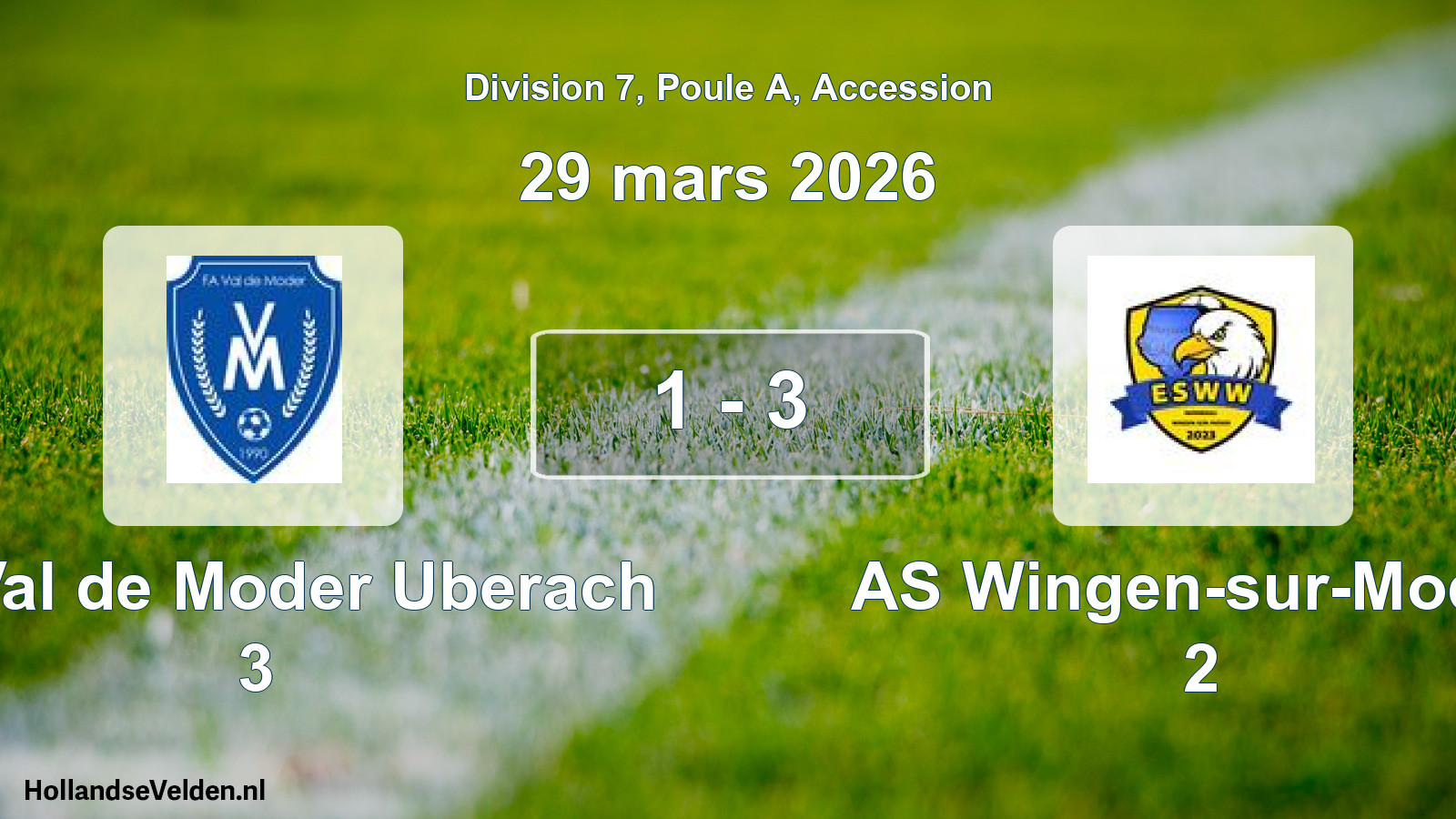 Gespeelde wedstrijd: FA Val de Moder Uberach 3 - AS Wingen-sur-Moder 2 1 - 3 (29 maart 2026)