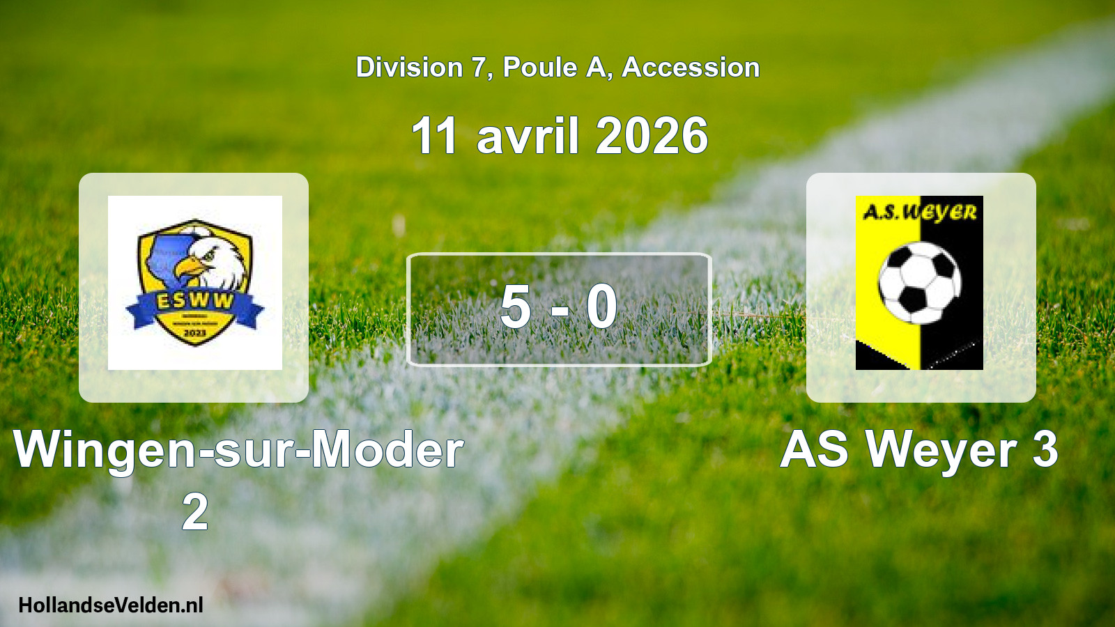 Gespeelde wedstrijd: AS Wingen-sur-Moder 2 - AS Weyer 3 5 - 0 (11 april 2026)