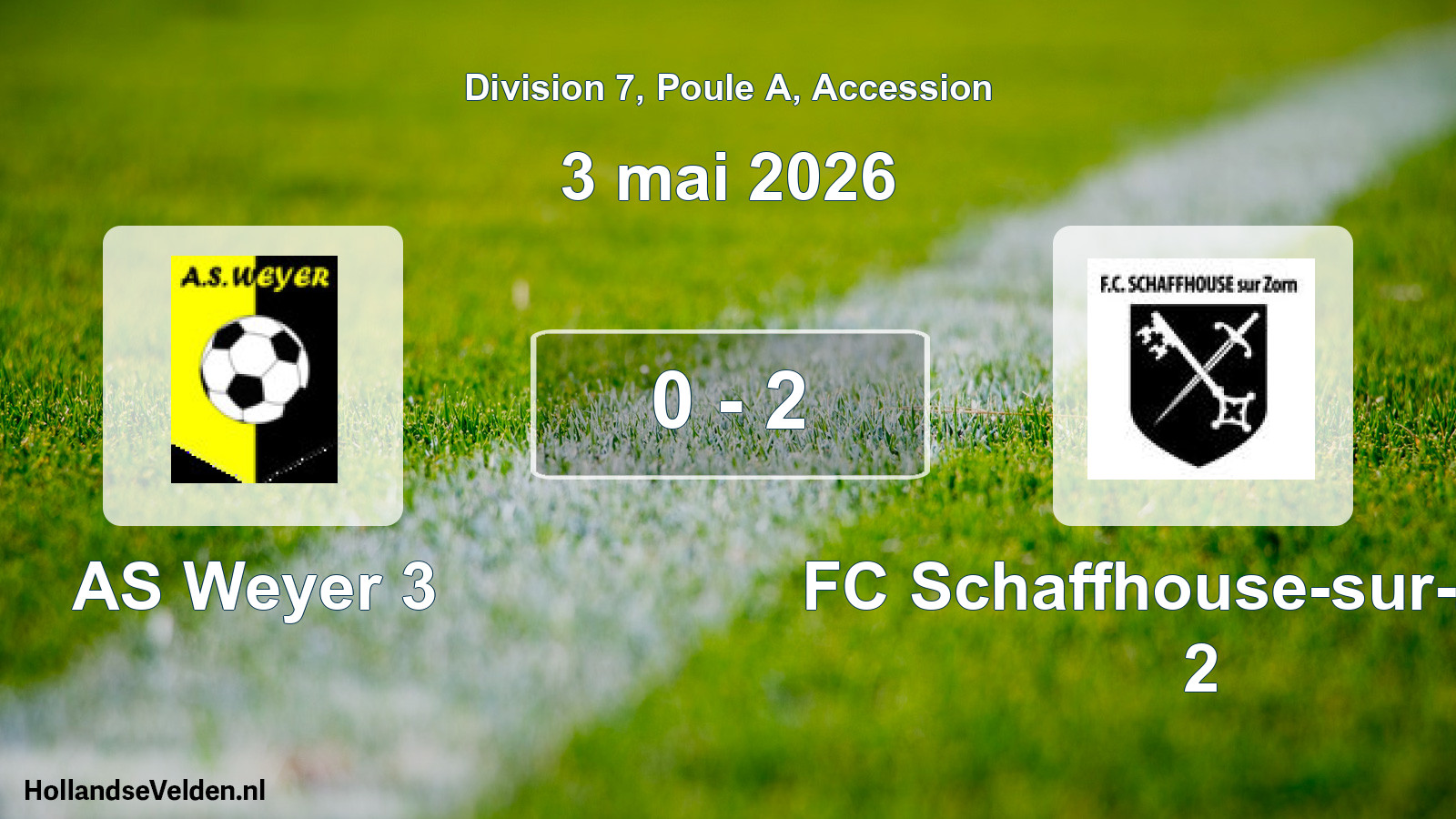 Gespeelde wedstrijd: AS Weyer 3 - FC Schaffhouse-sur-Zorn 2 0 - 2 (3 mei 2026)