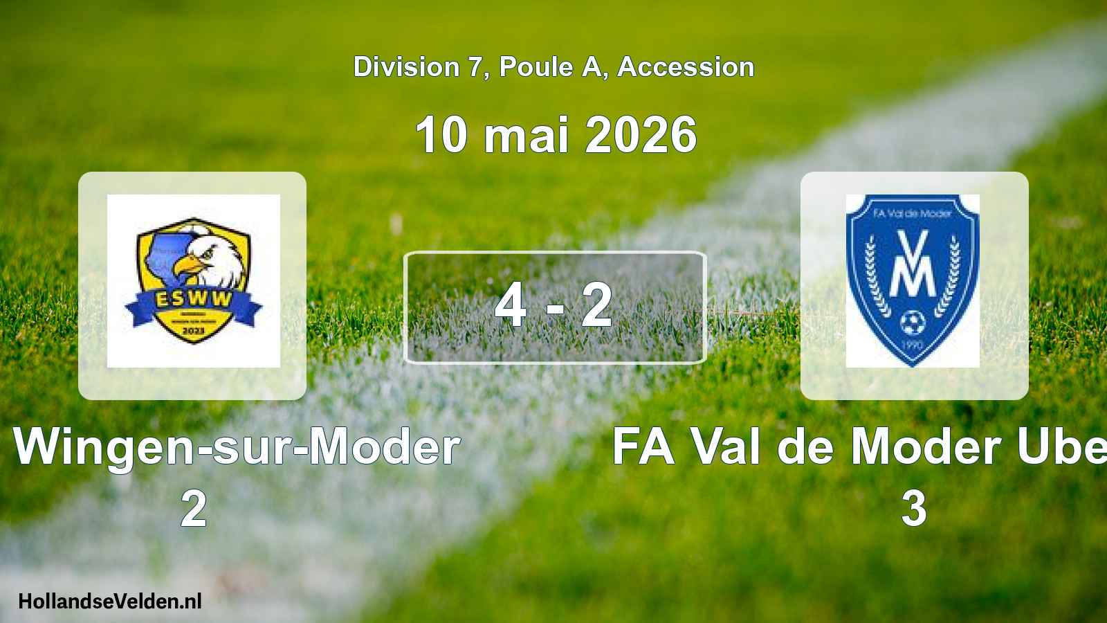 Gespeelde wedstrijd: AS Wingen-sur-Moder 2 - FA Val de Moder Uberach 3 4 - 2 (10 mei 2026)