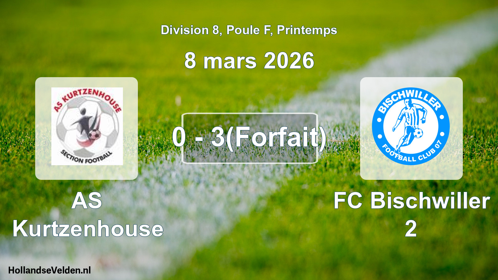 Gespeelde wedstrijd: AS Kurtzenhouse - FC Bischwiller 2 0 - 3(Forfait) (8 maart 2026)