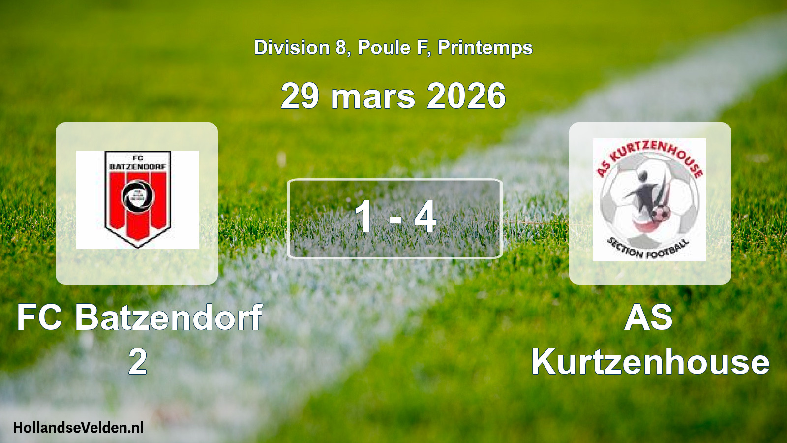 Gespeelde wedstrijd: FC Batzendorf 2 - AS Kurtzenhouse 1 - 4 (29 maart 2026)