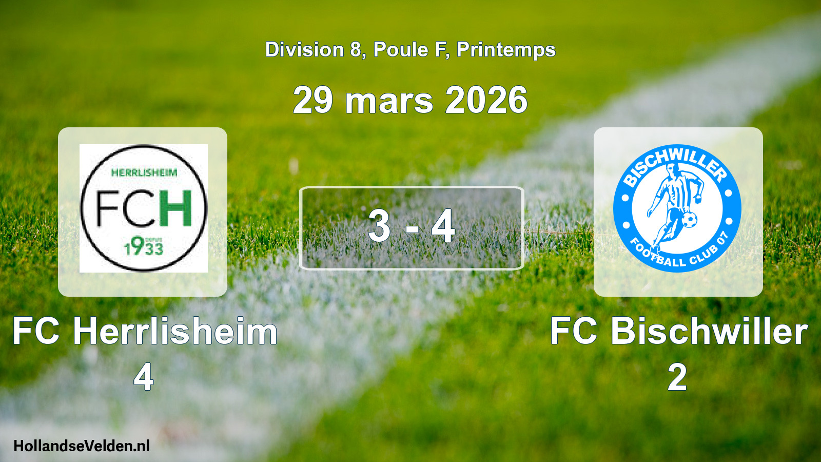 Gespeelde wedstrijd: FC Herrlisheim 4 - FC Bischwiller 2 3 - 4 (29 maart 2026)