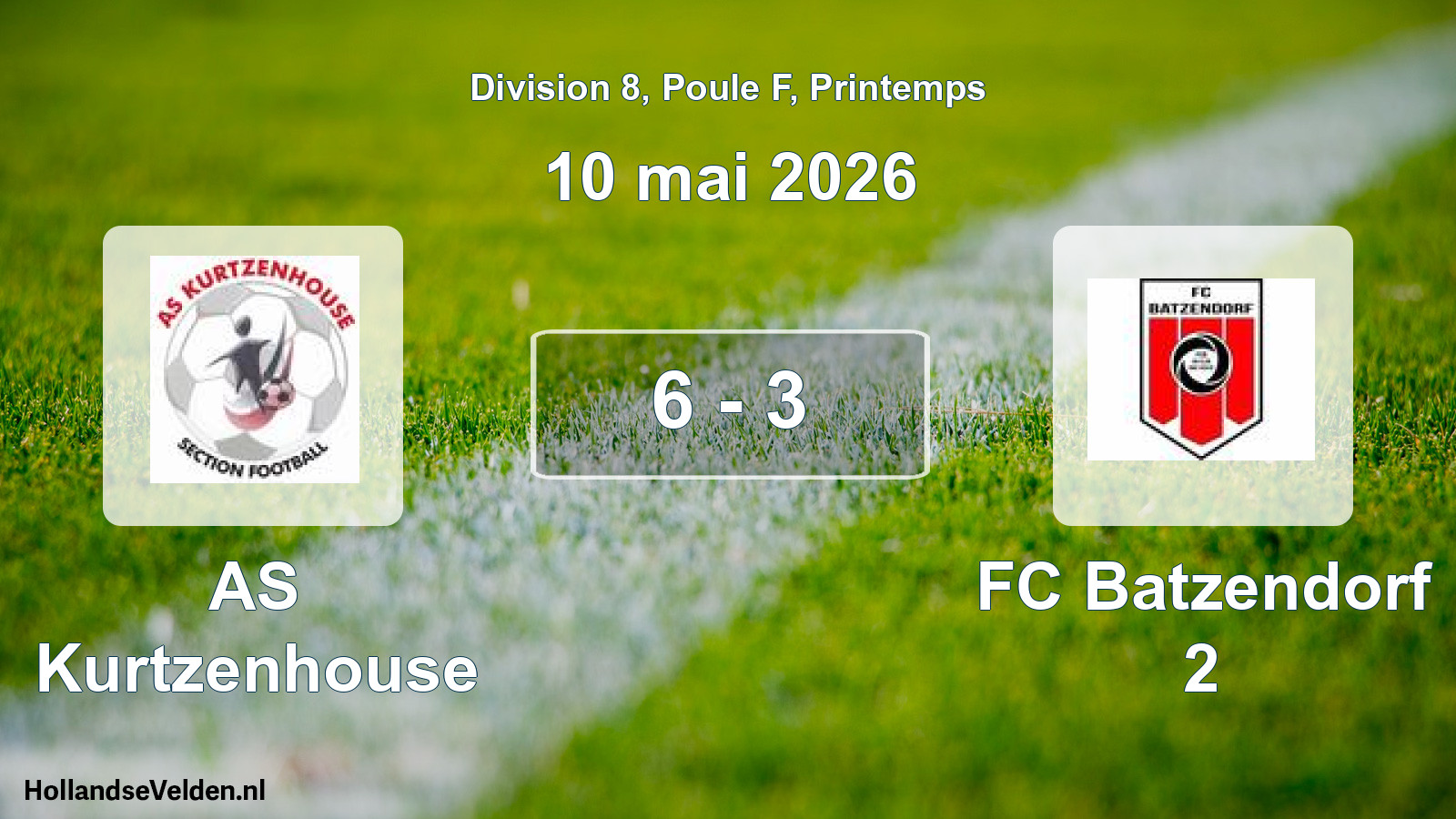 Gespeelde wedstrijd: AS Kurtzenhouse - FC Batzendorf 2 6 - 3 (10 mei 2026)