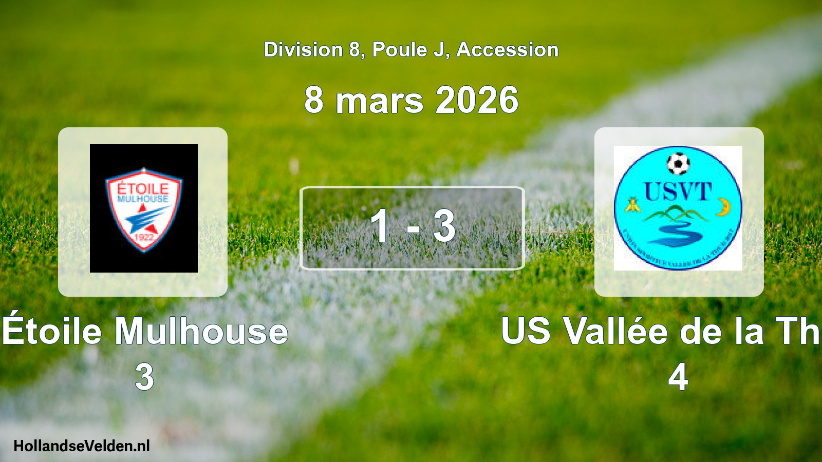 Gespeelde wedstrijd: Étoile Mulhouse 3 - US Vallée de la Thur 4 1 - 3 (8 maart 2026)