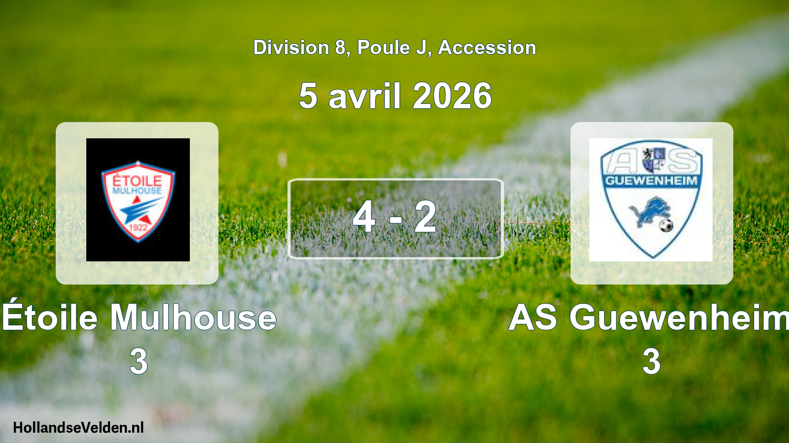 Gespeelde wedstrijd: Étoile Mulhouse 3 - AS Guewenheim 3 4 - 2 (5 april 2026)