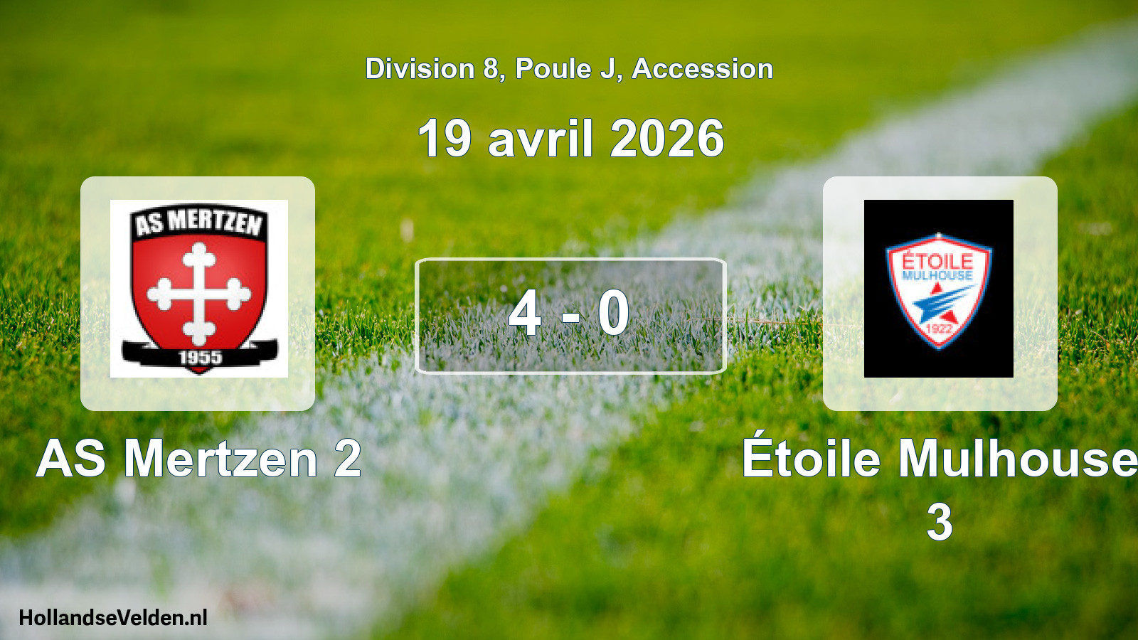 Gespeelde wedstrijd: AS Mertzen 2 - Étoile Mulhouse 3 4 - 0 (19 april 2026)