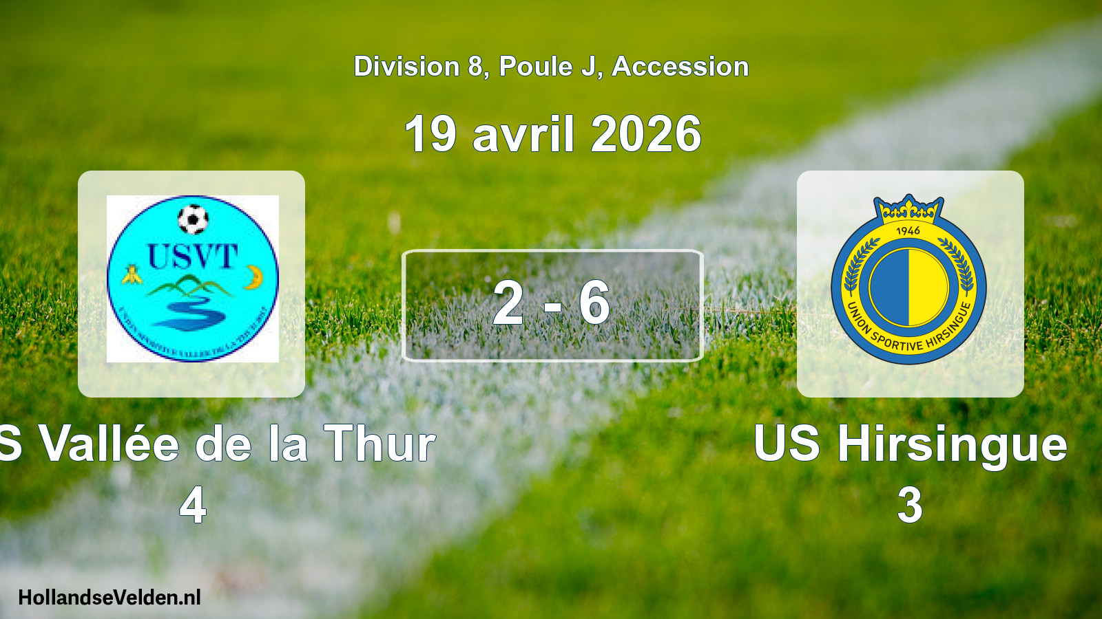 Gespeelde wedstrijd: US Vallée de la Thur 4 - US Hirsingue 3 2 - 6 (19 april 2026)