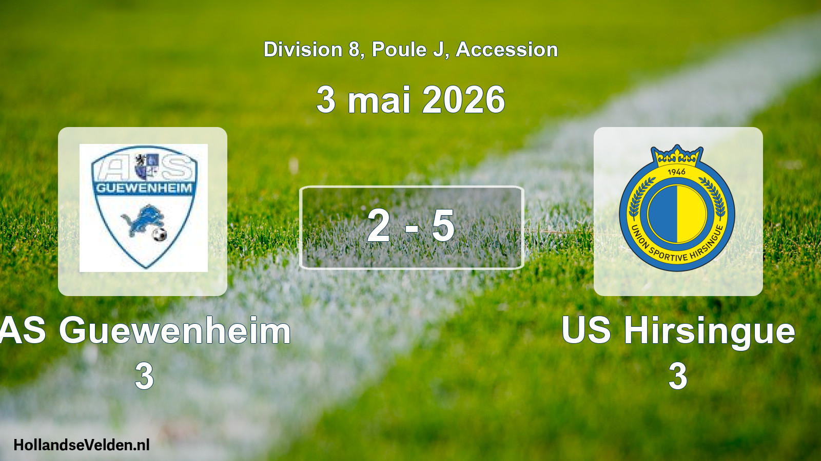 Gespeelde wedstrijd: AS Guewenheim 3 - US Hirsingue 3 2 - 5 (3 mei 2026)