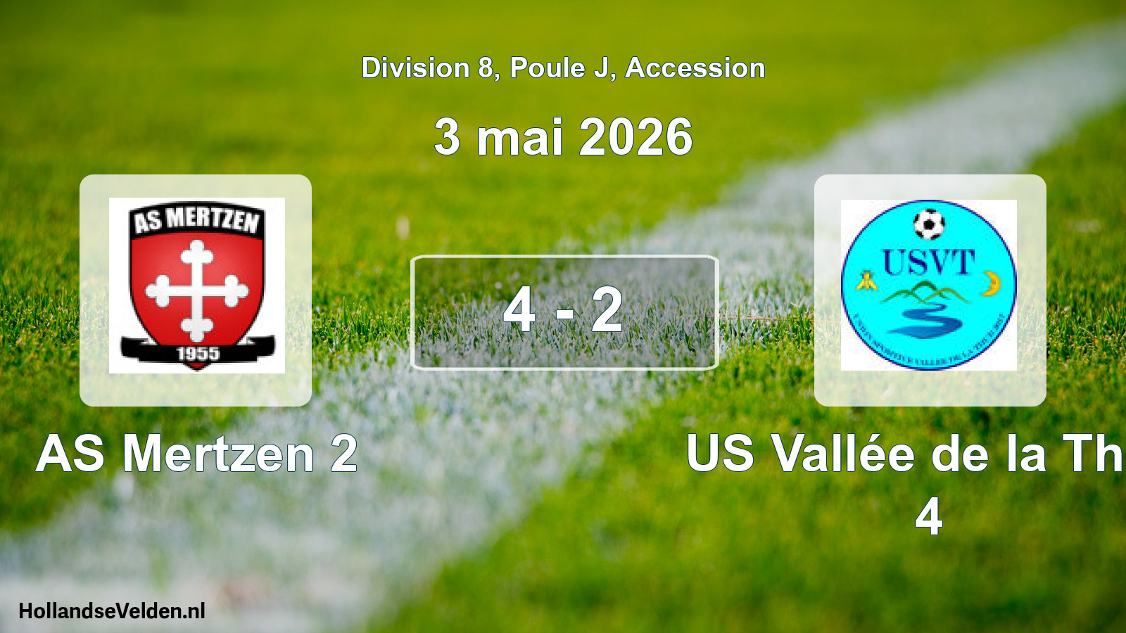 Gespeelde wedstrijd: AS Mertzen 2 - US Vallée de la Thur 4 4 - 2 (3 mei 2026)
